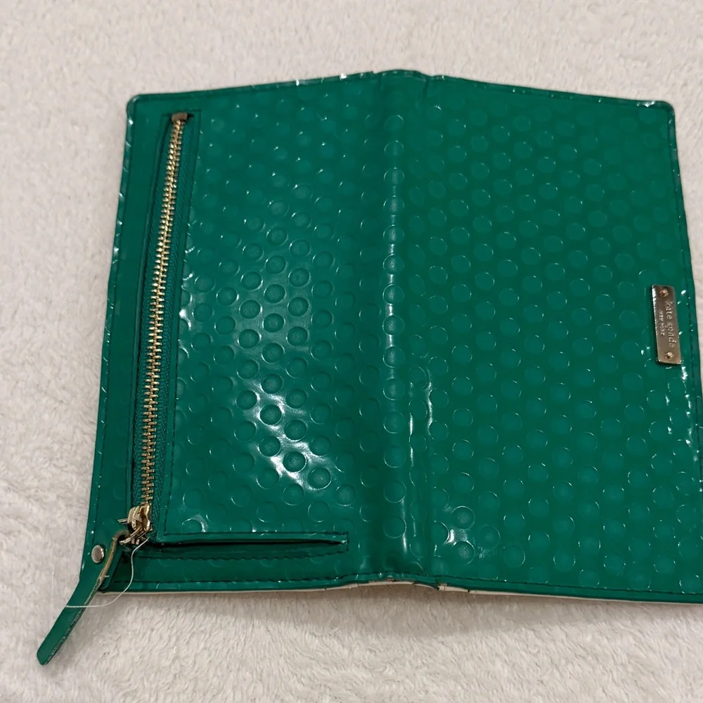 Kate Spade New York Leather Wallet Women’s Zip Around Card Holder Emerald Green - Picture 4 of 14